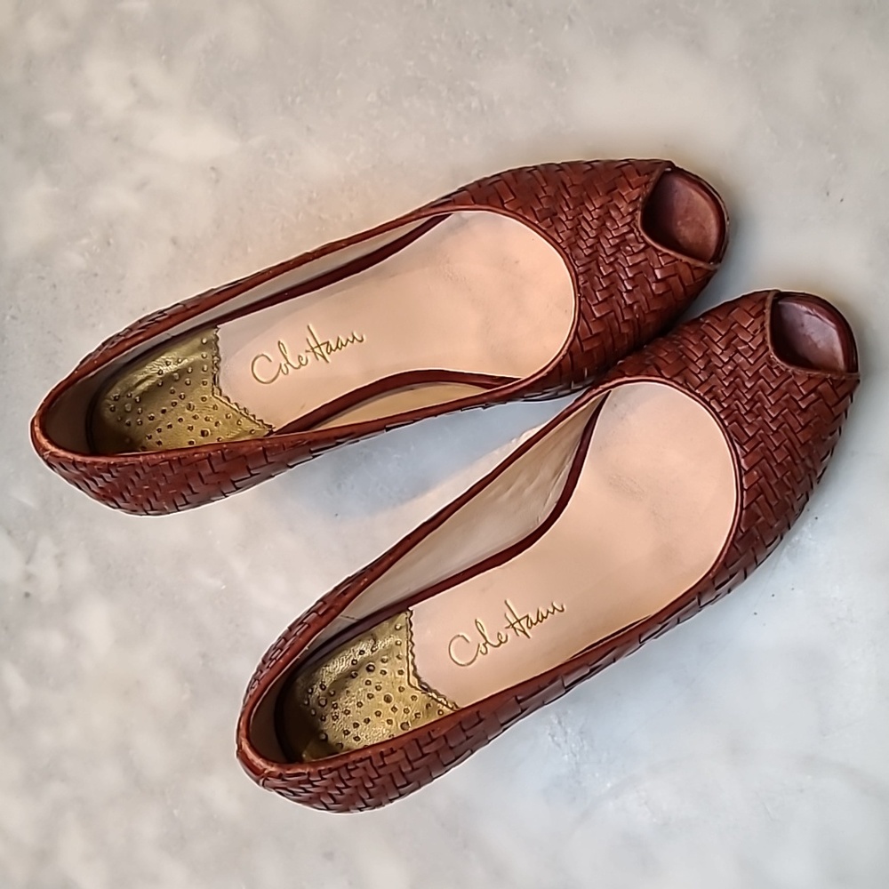 Cole Haan Nike Air Woven Leather Heels, Sz 6B